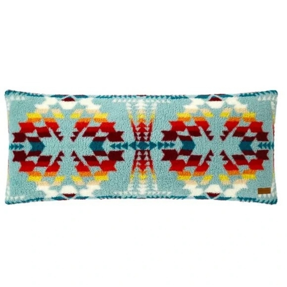 New In Pkg Pendleton Sherpa Bolster Pillow Legend Lake Aqua Western  48" x 20"